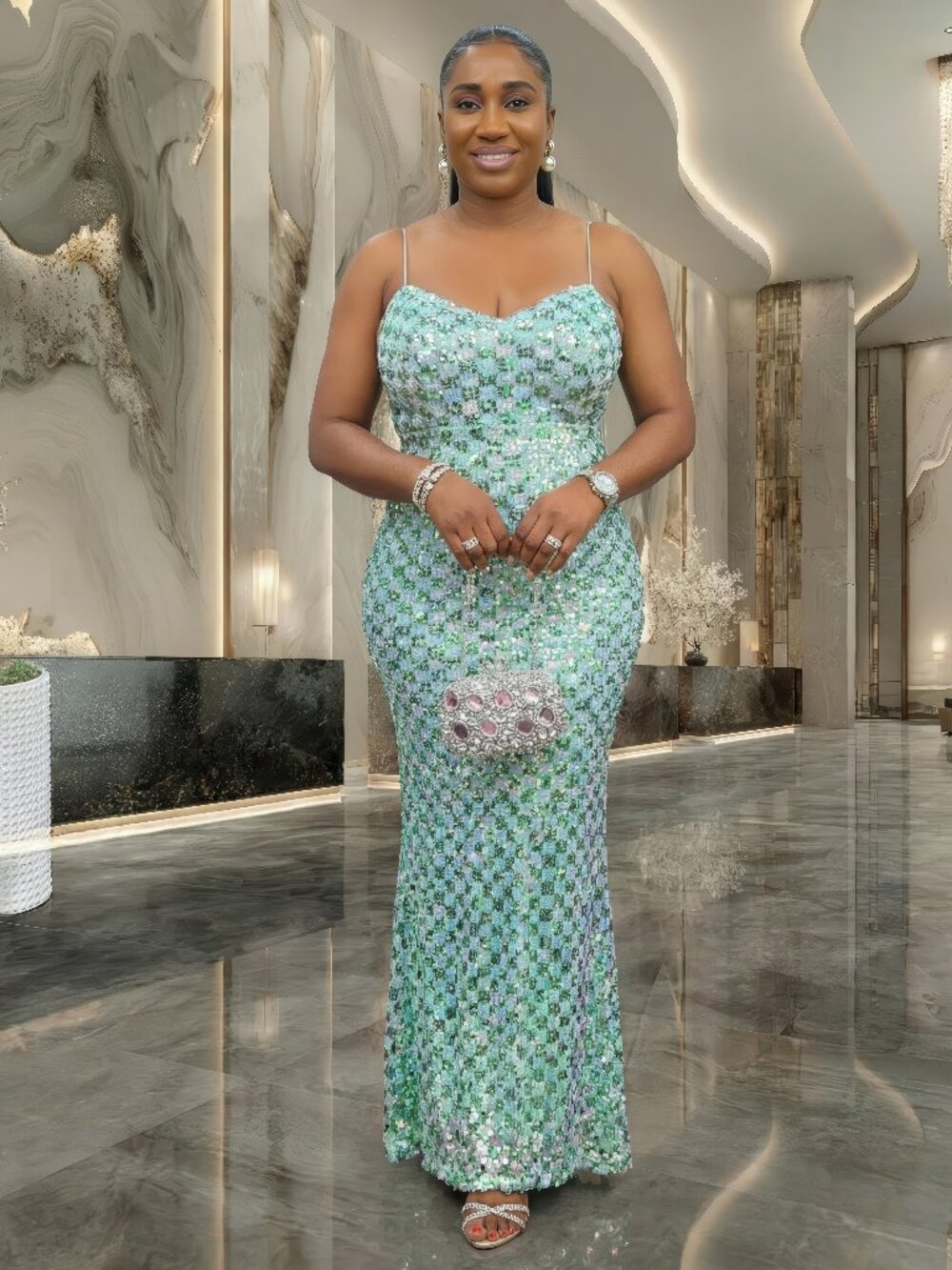 Jade Sequins Maxi Dress